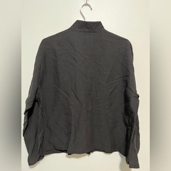 Eileen Fisher Petite linen-blend button down shirt K. - Picture 7 of 11